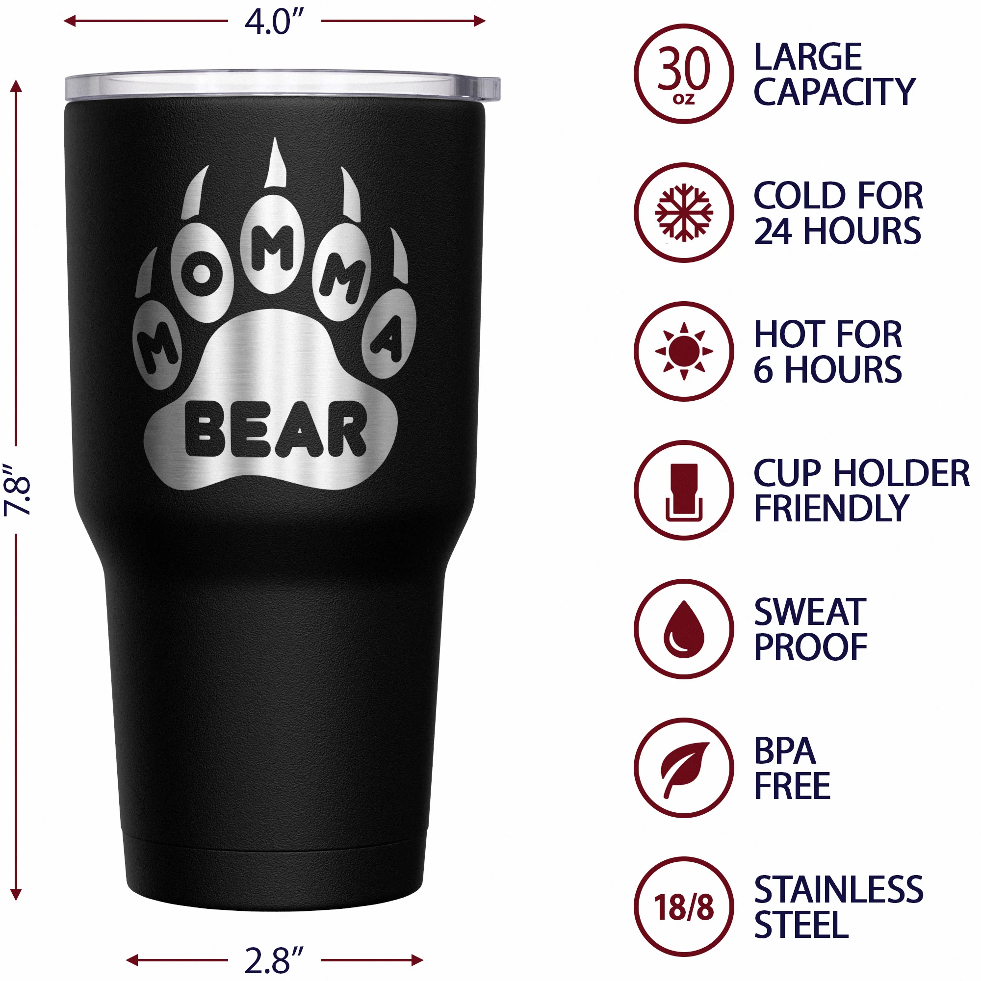Momma Bear Paw Stainless Steel Tumbler - Image 6