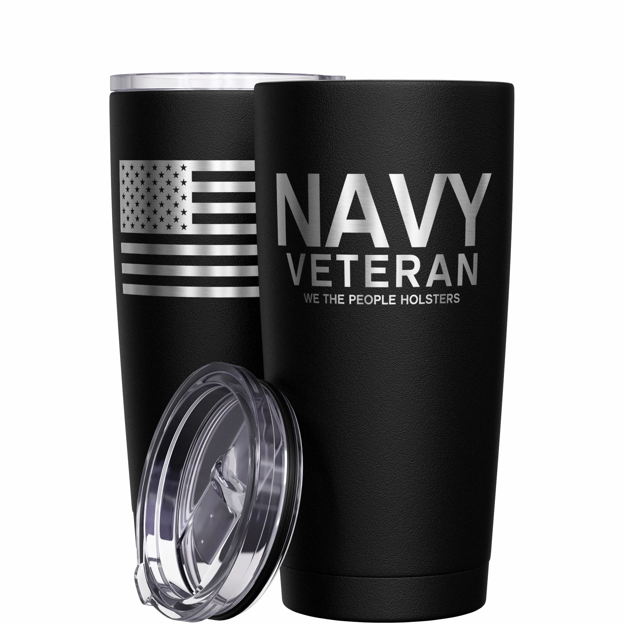 Navy Vet + American Flag Stainless Steel Tumbler - Image 10