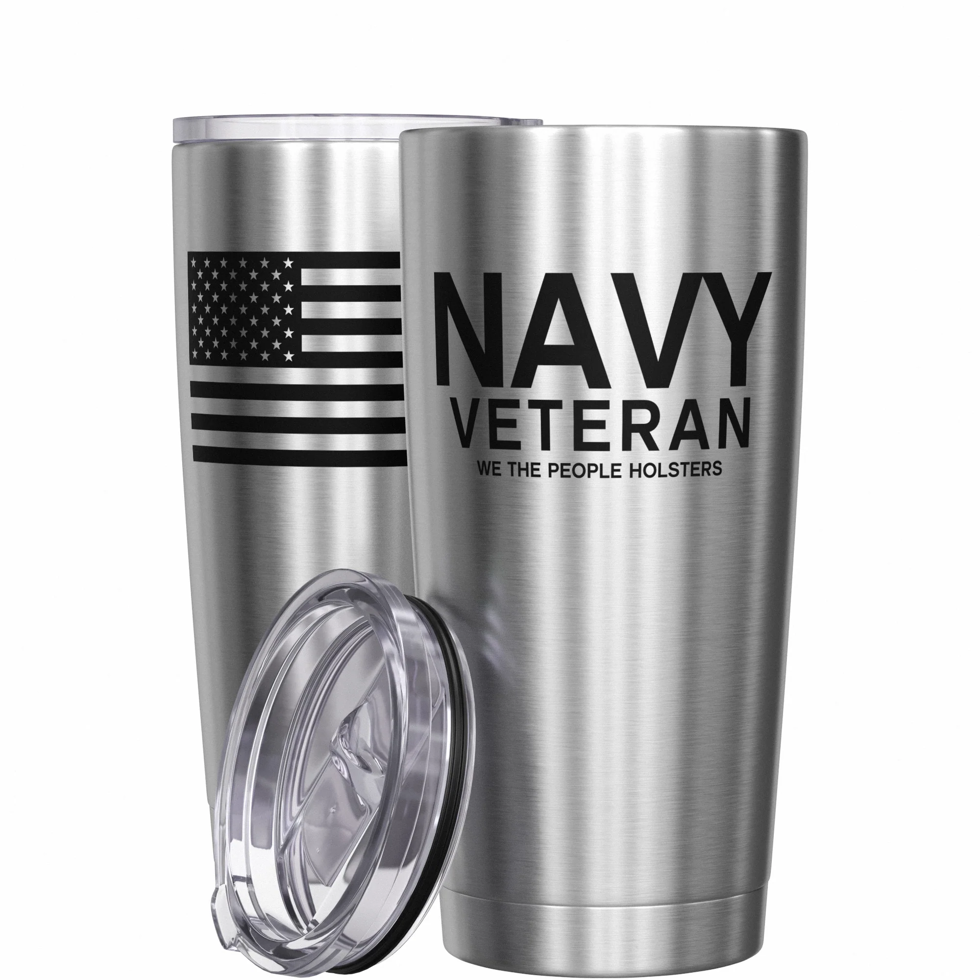 Navy Vet + American Flag Stainless Steel Tumbler - Image 11