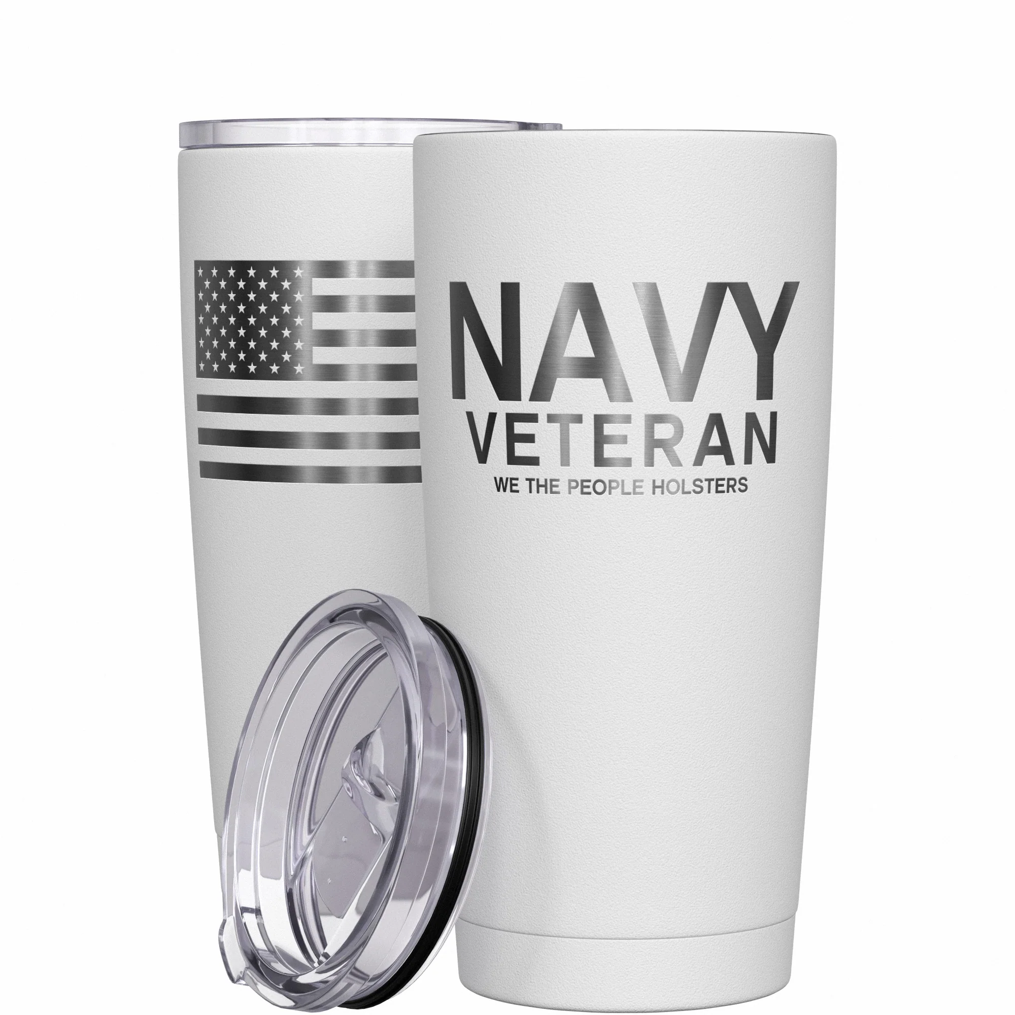 Navy Vet + American Flag Stainless Steel Tumbler - Image 12