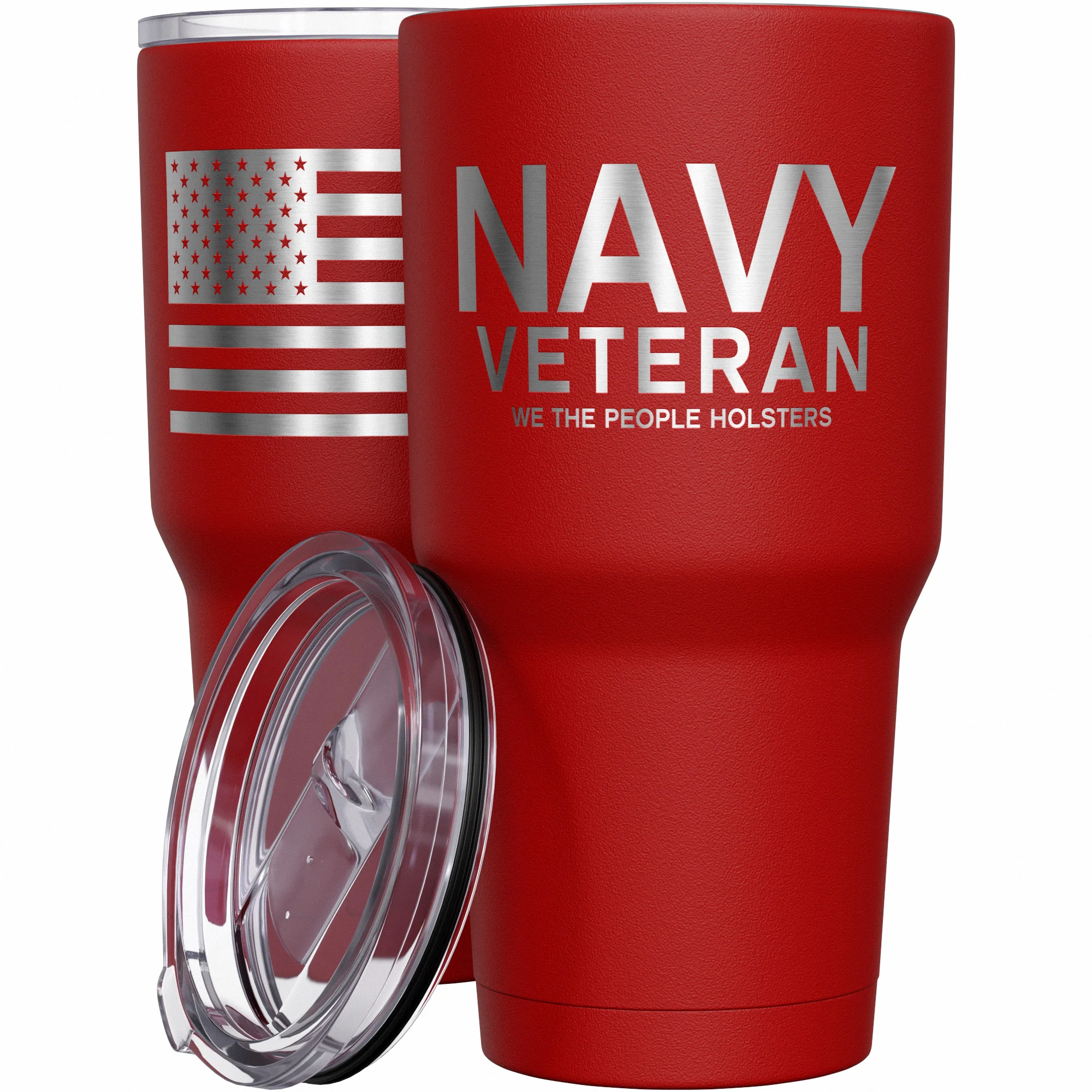 Navy Vet + American Flag Stainless Steel Tumbler - Image 8
