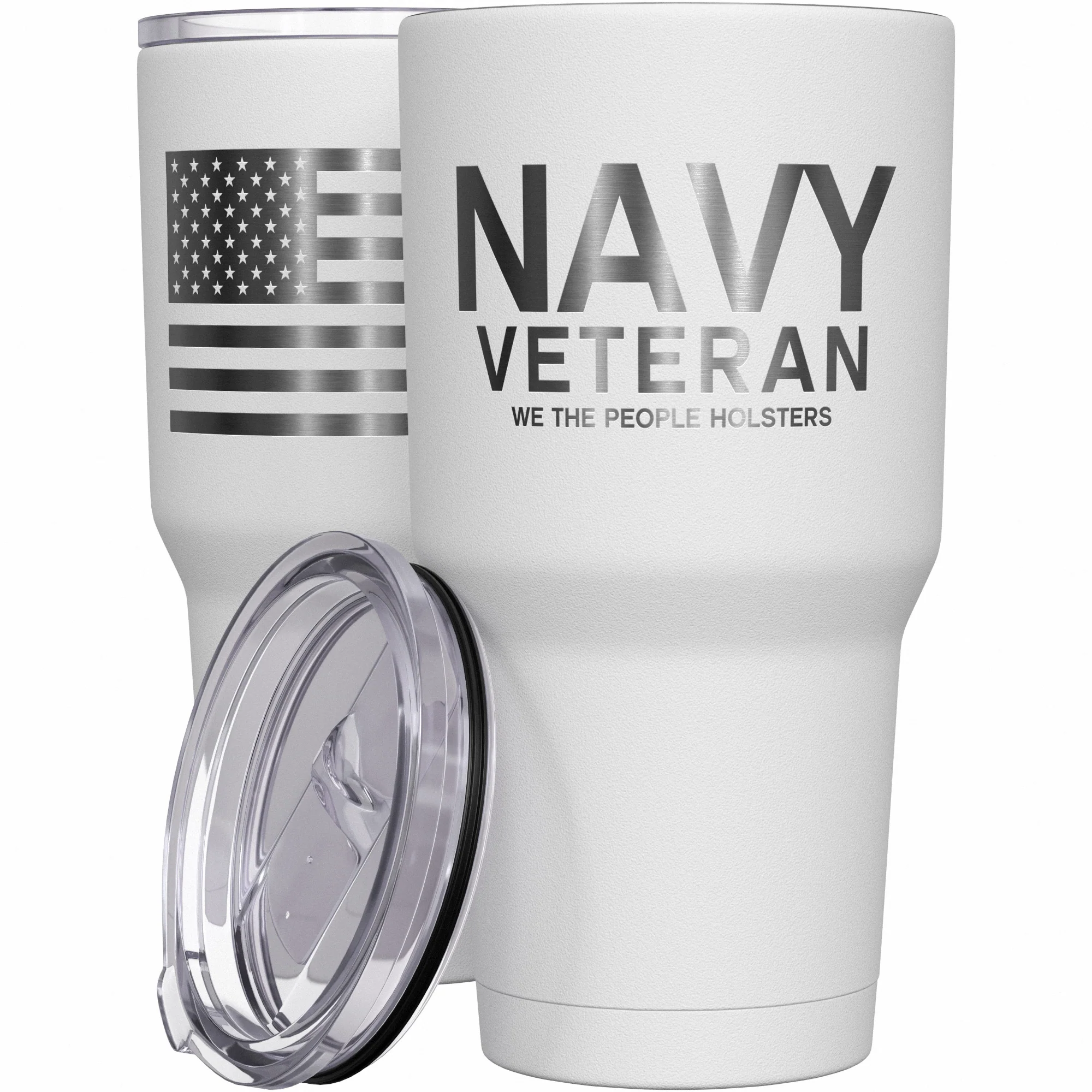 Navy Vet + American Flag Stainless Steel Tumbler - Image 9