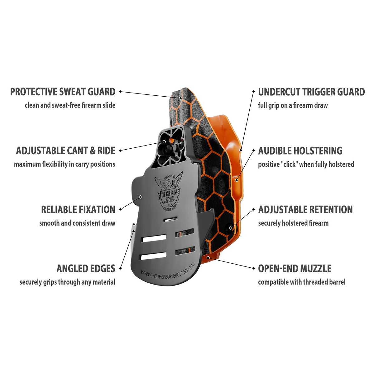 Orange Honeycomb Custom Printed Holster - OWB Kydex Holster - Image 9