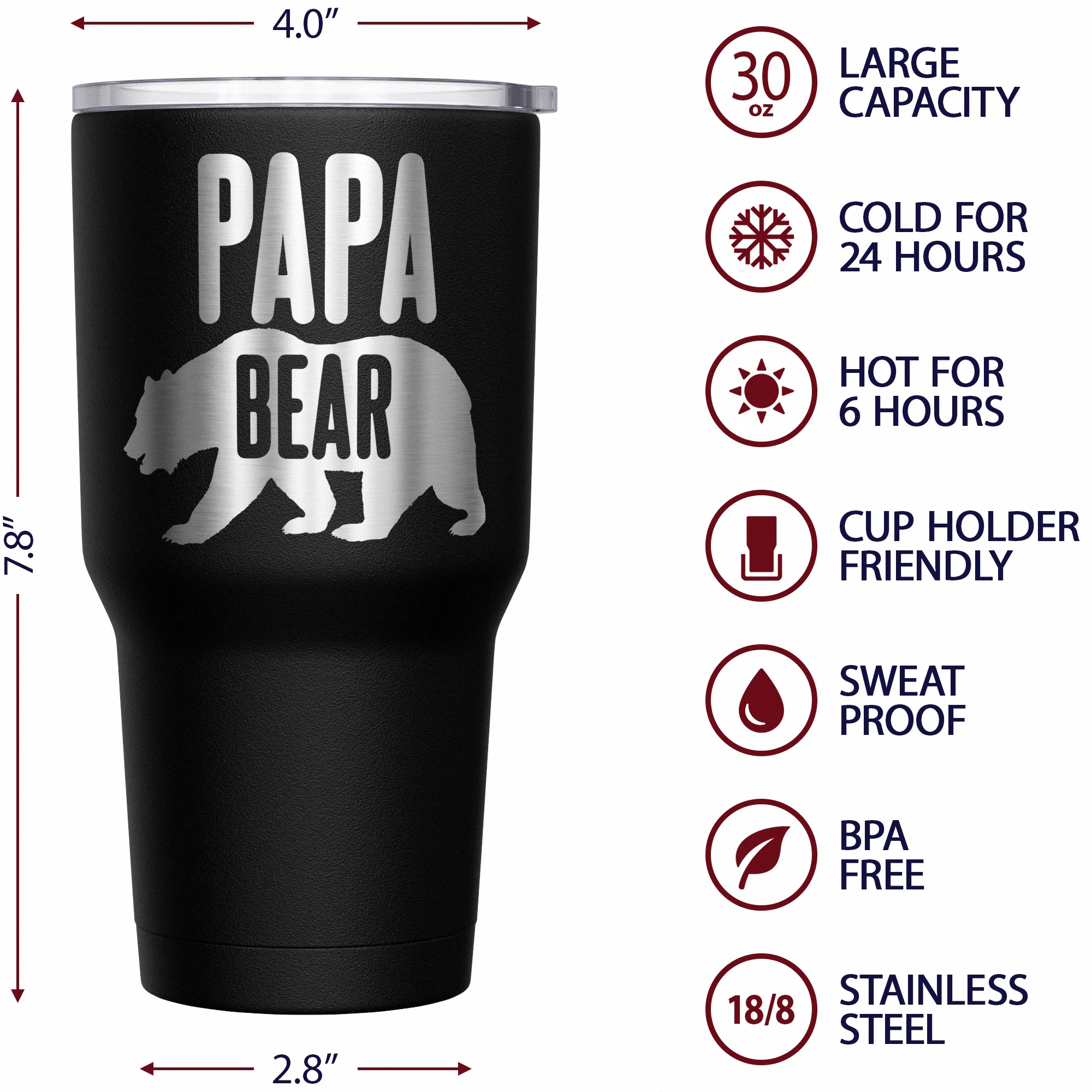 Papa Bear Stainless Steel Tumbler - Image 6