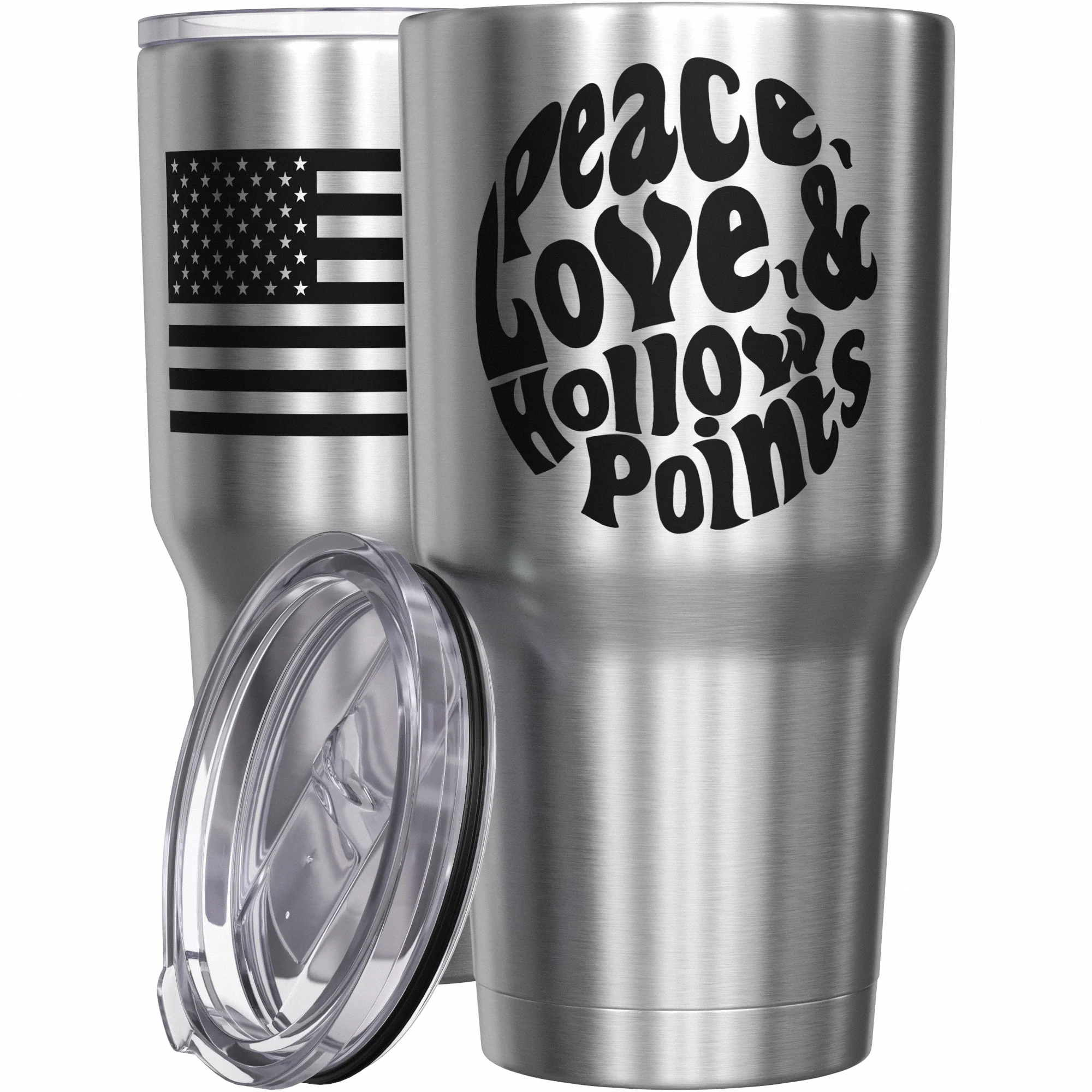Peace, Love, & Hollow Points Stainless Steel Tumbler - Image 7