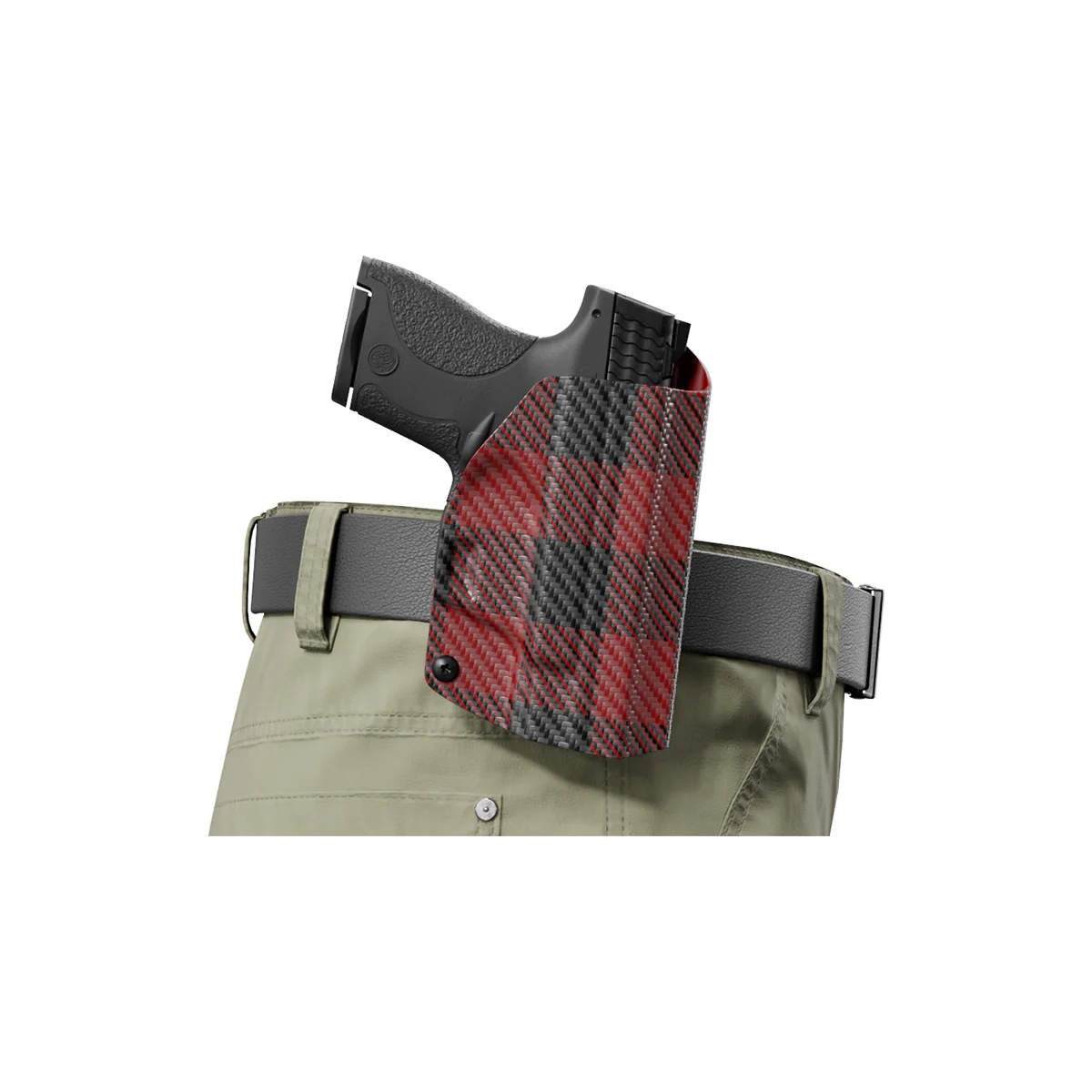 Red Plaid Custom Printed Holster - OWB Kydex Holster - Image 6
