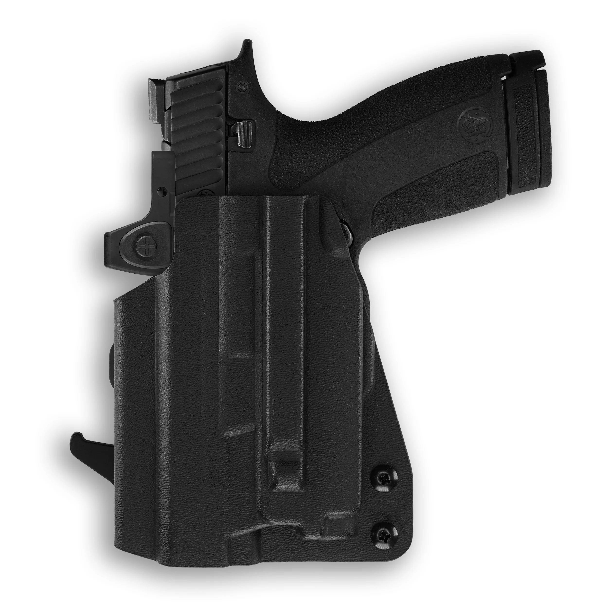 Smith & Wesson M&P Shield X No Thumb Safety with Olight PL-Mini 2 Valkyrie Light Red Dot Optic Cut OWB Holster - Image 3
