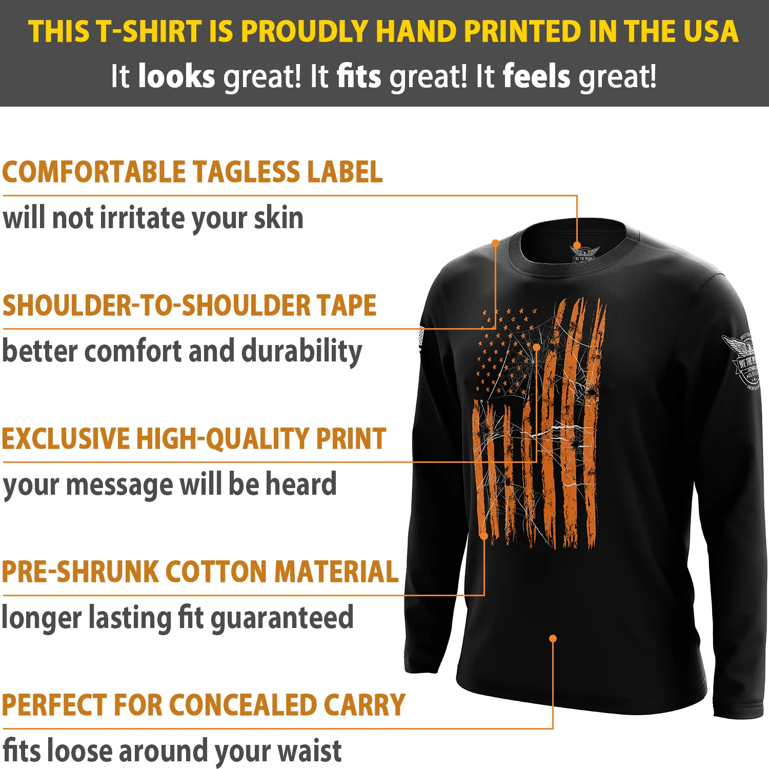 Spooky US Flag Long Sleeve Shirt - Image 6