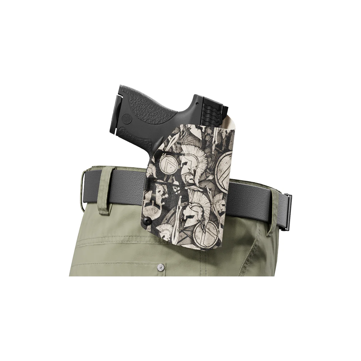 Tan Spartan Camo Custom Printed Holster - OWB Kydex Holster - Image 6