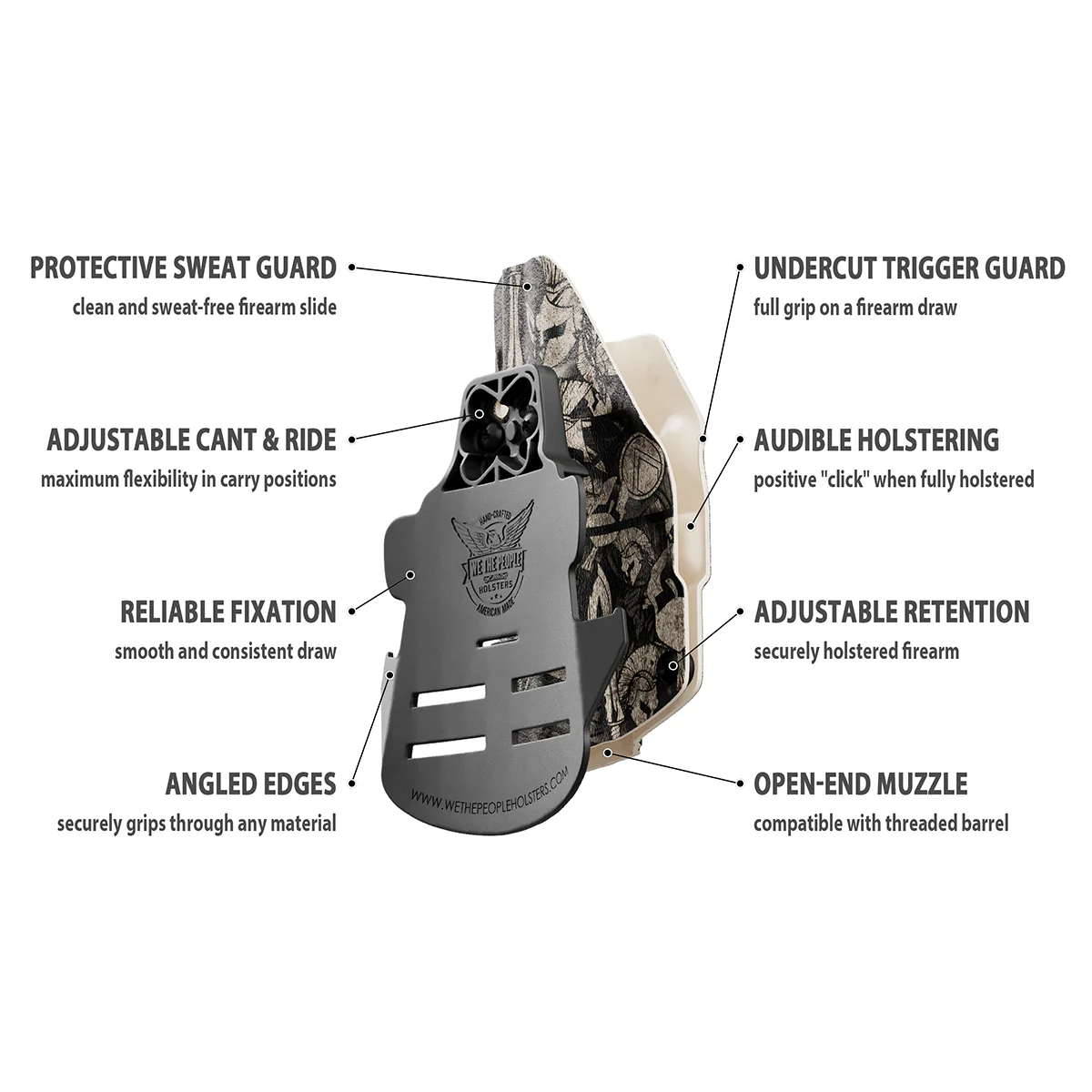 Tan Spartan Camo Custom Printed Holster - OWB Kydex Holster - Image 9