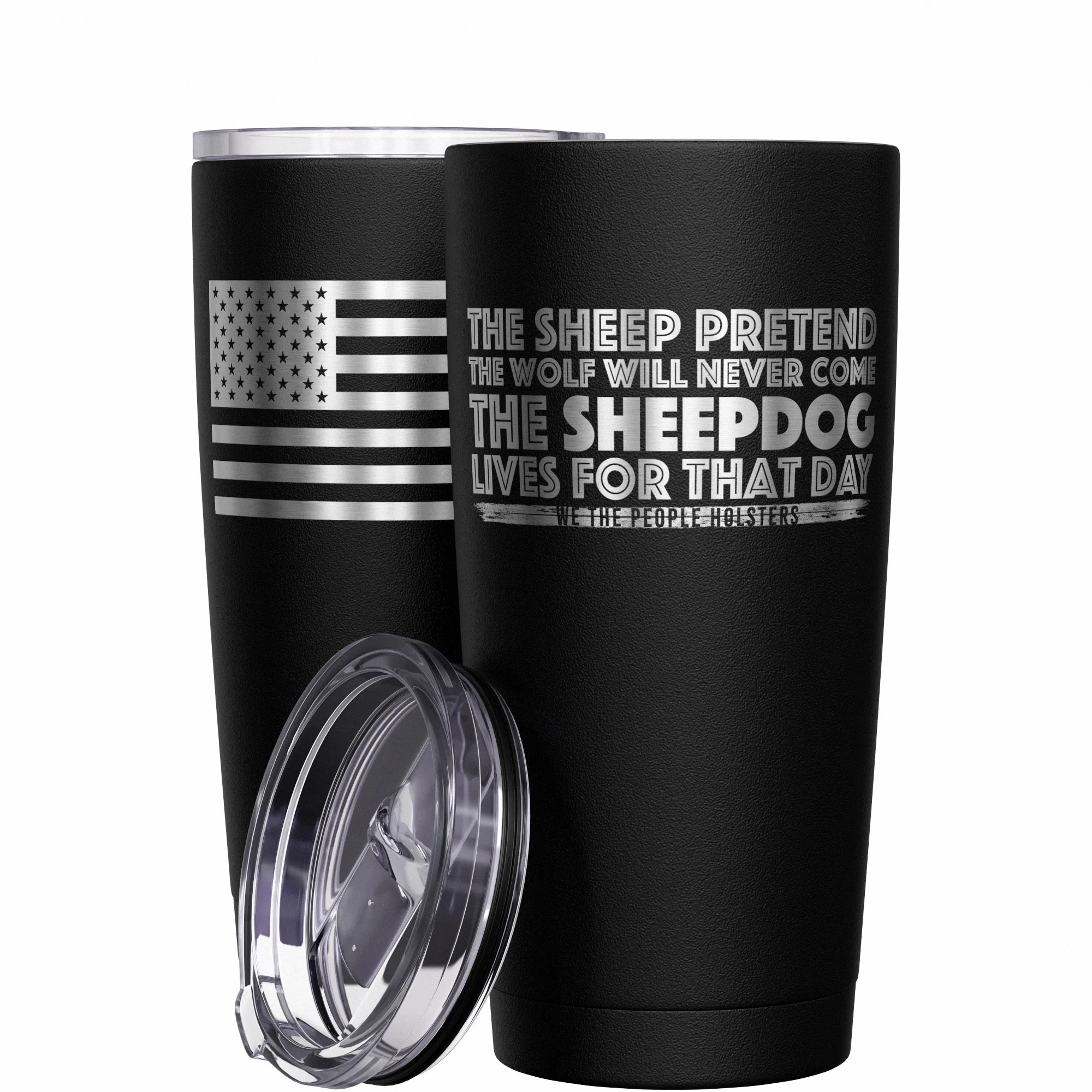 The Sheepdog Lives For That Day + American Flag Stainless Steel Tumbler - Image 10
