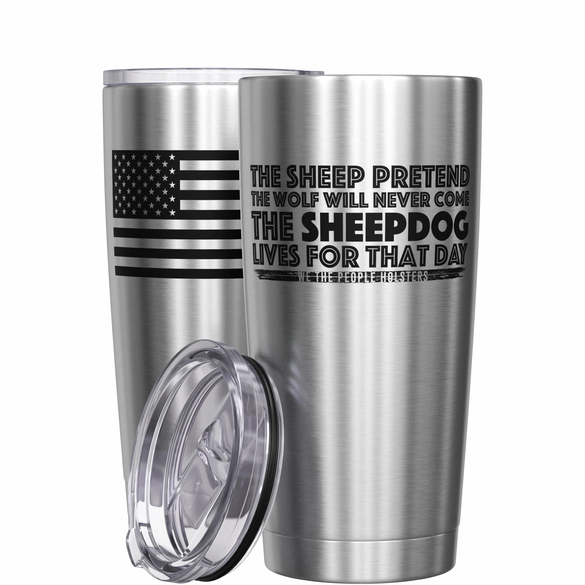 The Sheepdog Lives For That Day + American Flag Stainless Steel Tumbler - Image 11