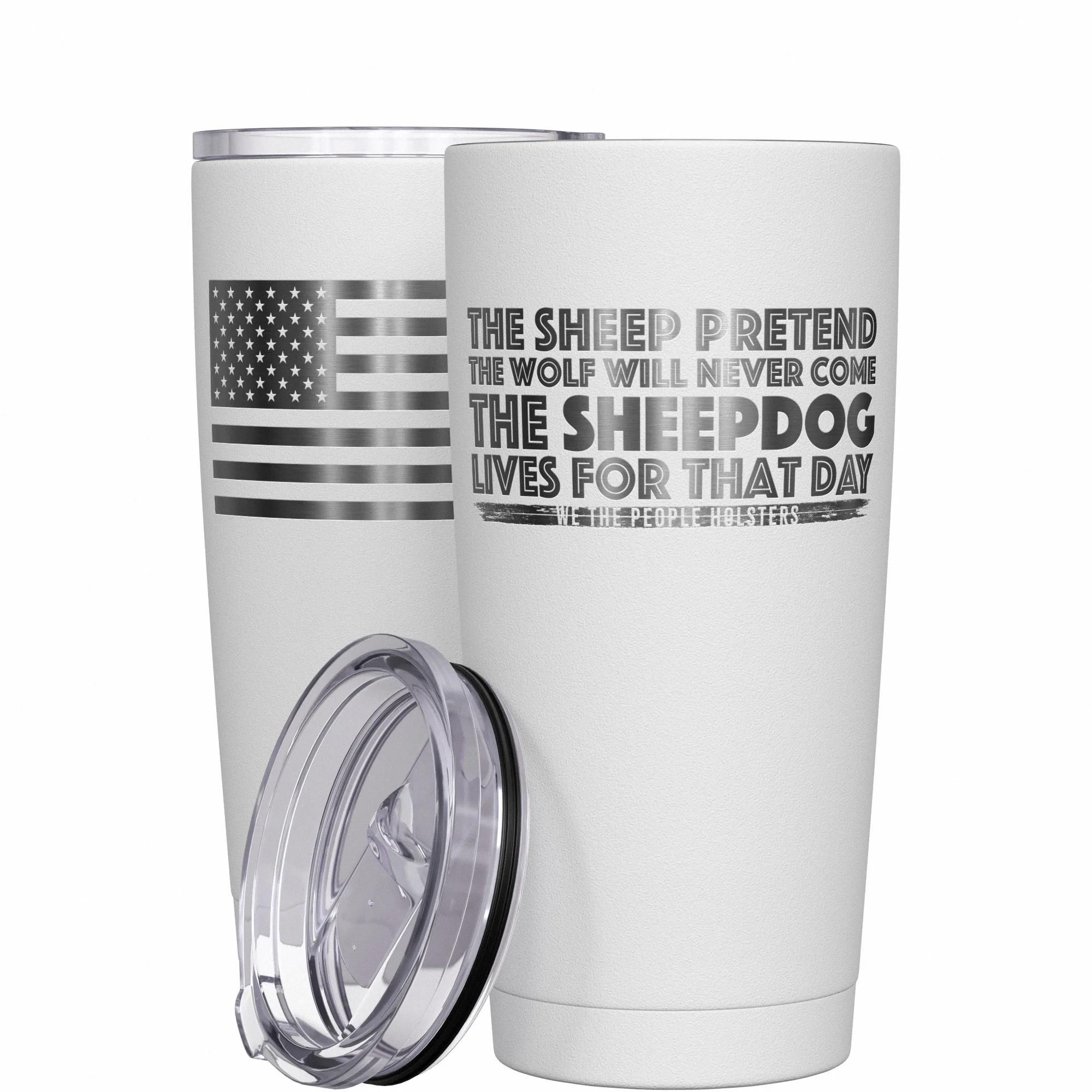 The Sheepdog Lives For That Day + American Flag Stainless Steel Tumbler - Image 12