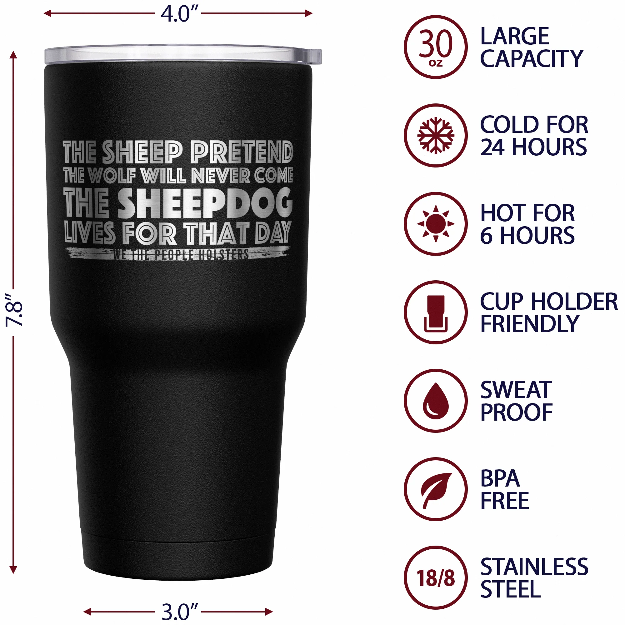 The Sheepdog Lives For That Day + American Flag Stainless Steel Tumbler - Image 6