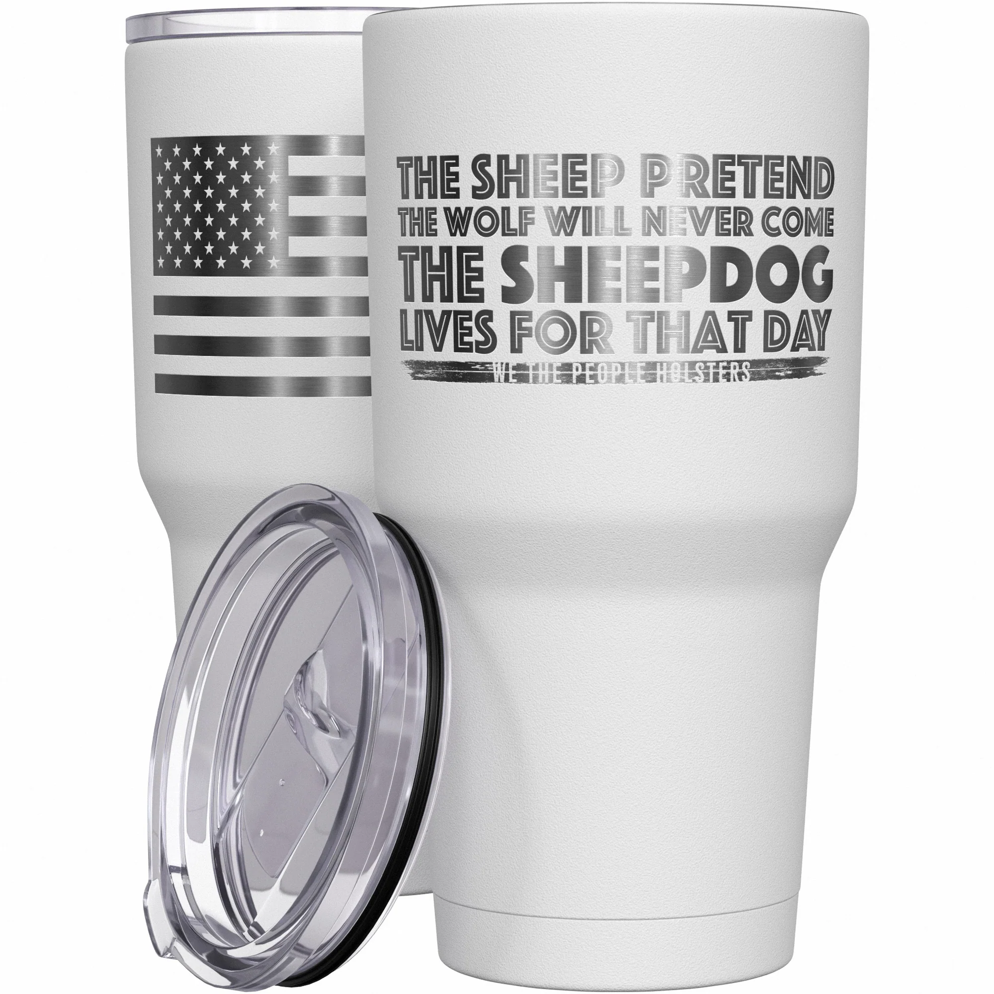 The Sheepdog Lives For That Day + American Flag Stainless Steel Tumbler - Image 9