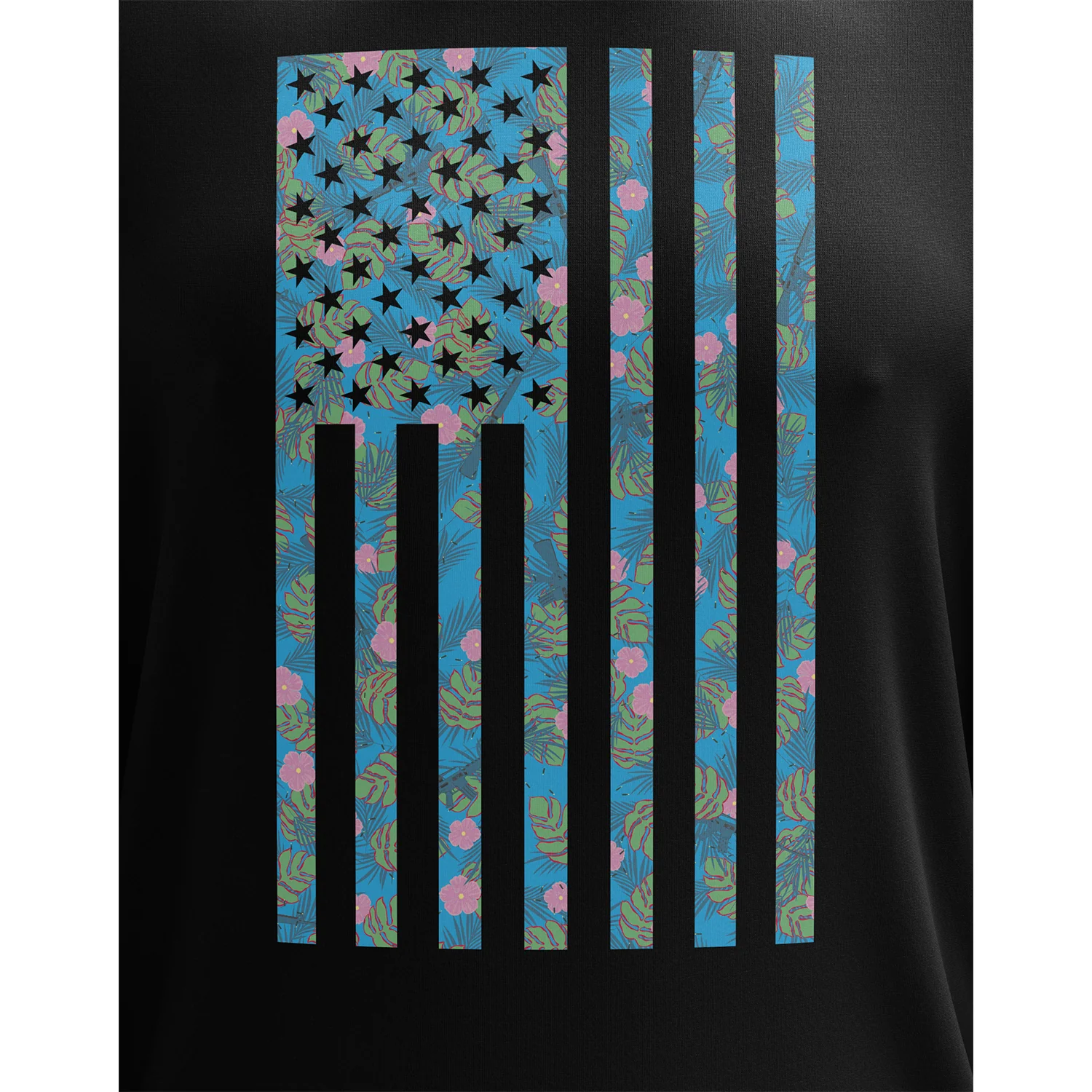 Tropical American Flag Long Sleeve Shirt - Image 3
