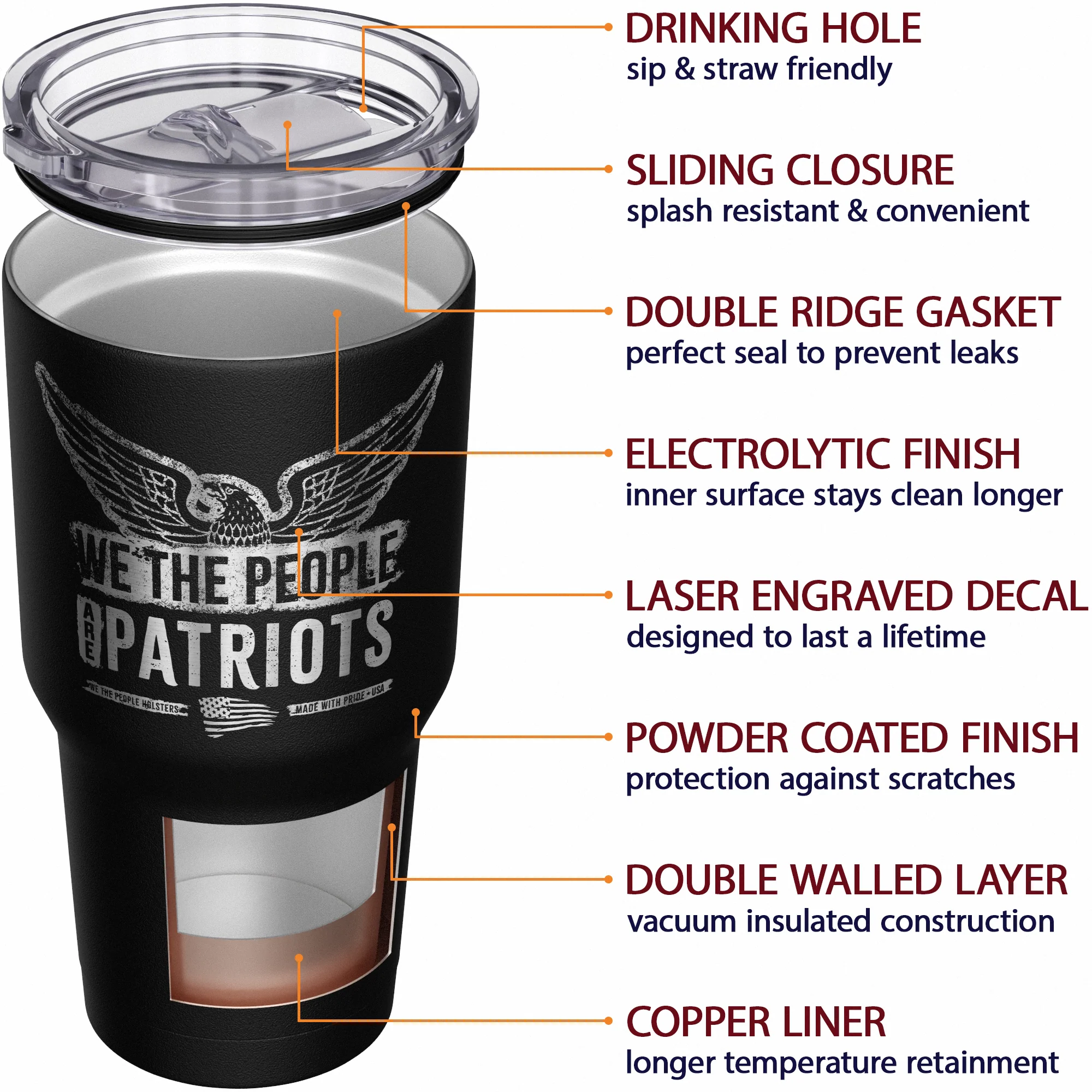 We The People are Patriots + American Flag Stainless Steel Tumbler - Image 5