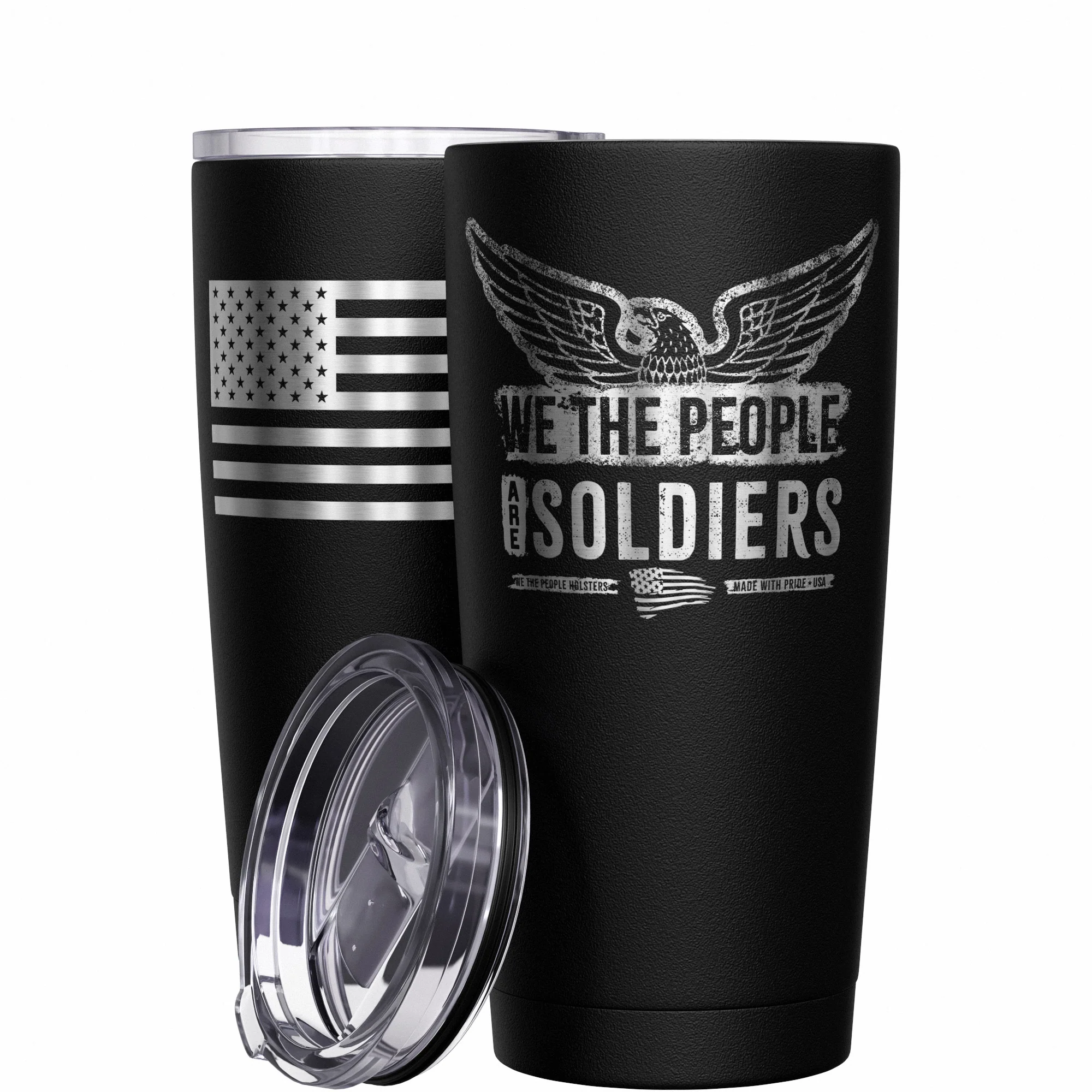 We The People are Soldiers + American Flag Stainless Steel Tumbler - Image 10