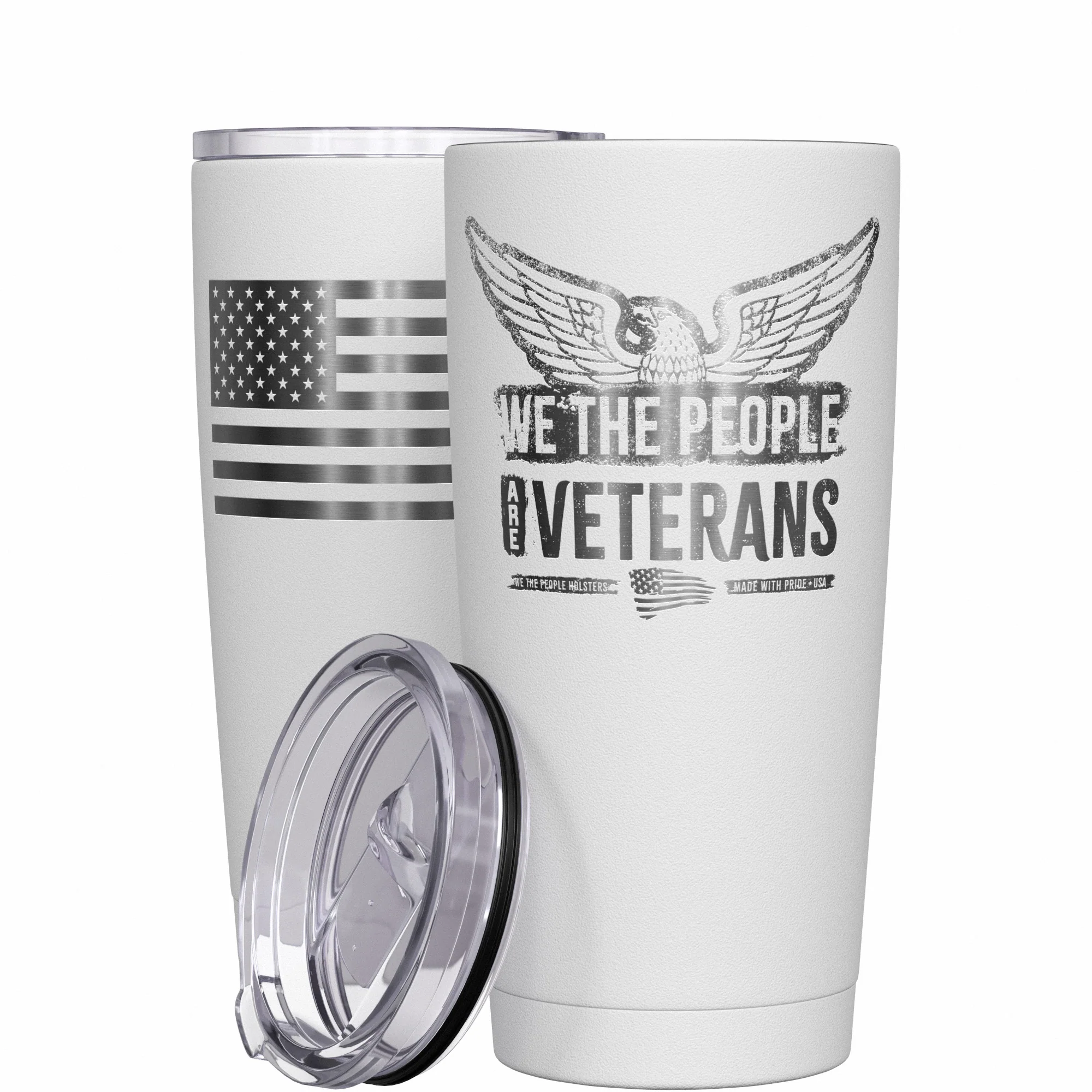 We The People are Veterans + American Flag Stainless Steel Tumbler - Image 12