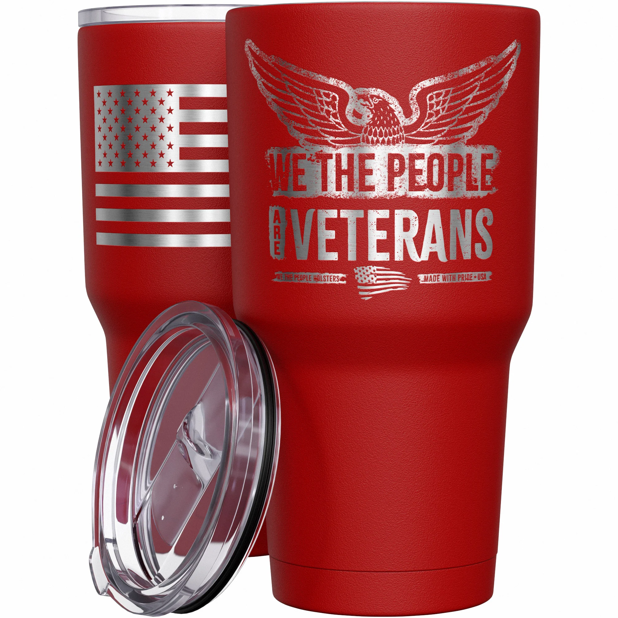 We The People are Veterans + American Flag Stainless Steel Tumbler - Image 8