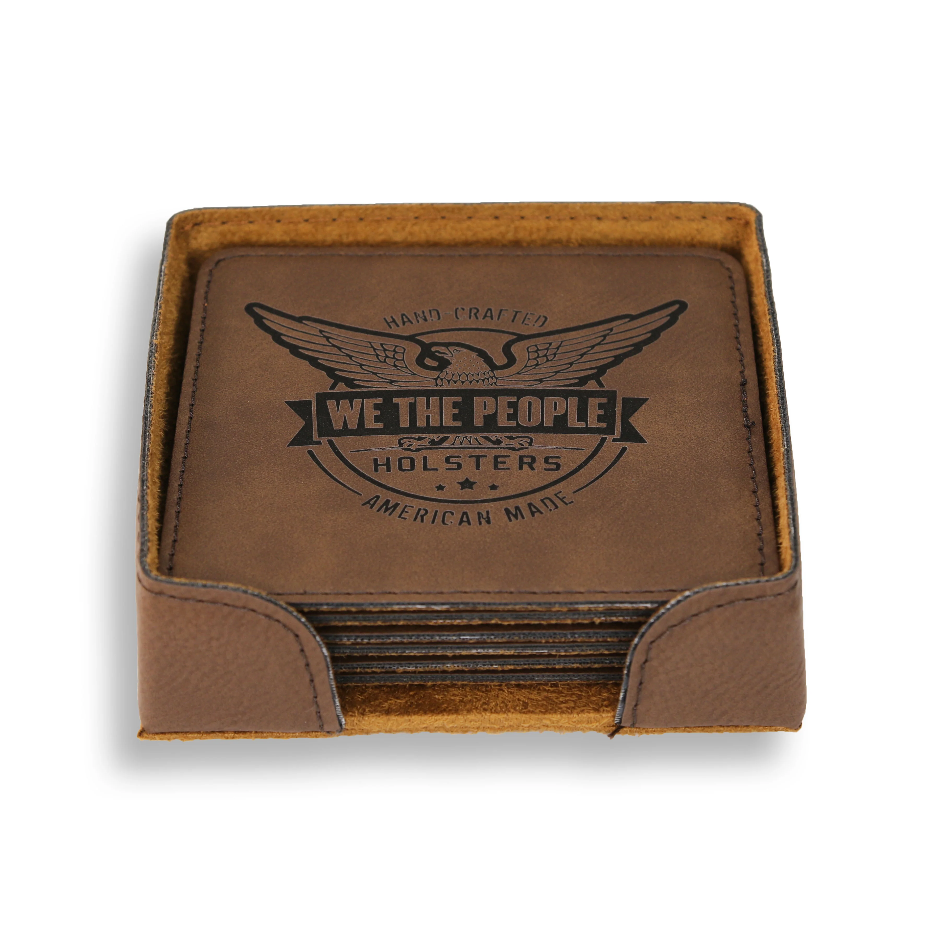 We The People Holsters Logo Leatherette 4x4 inch 6 Coaster set - Image 3
