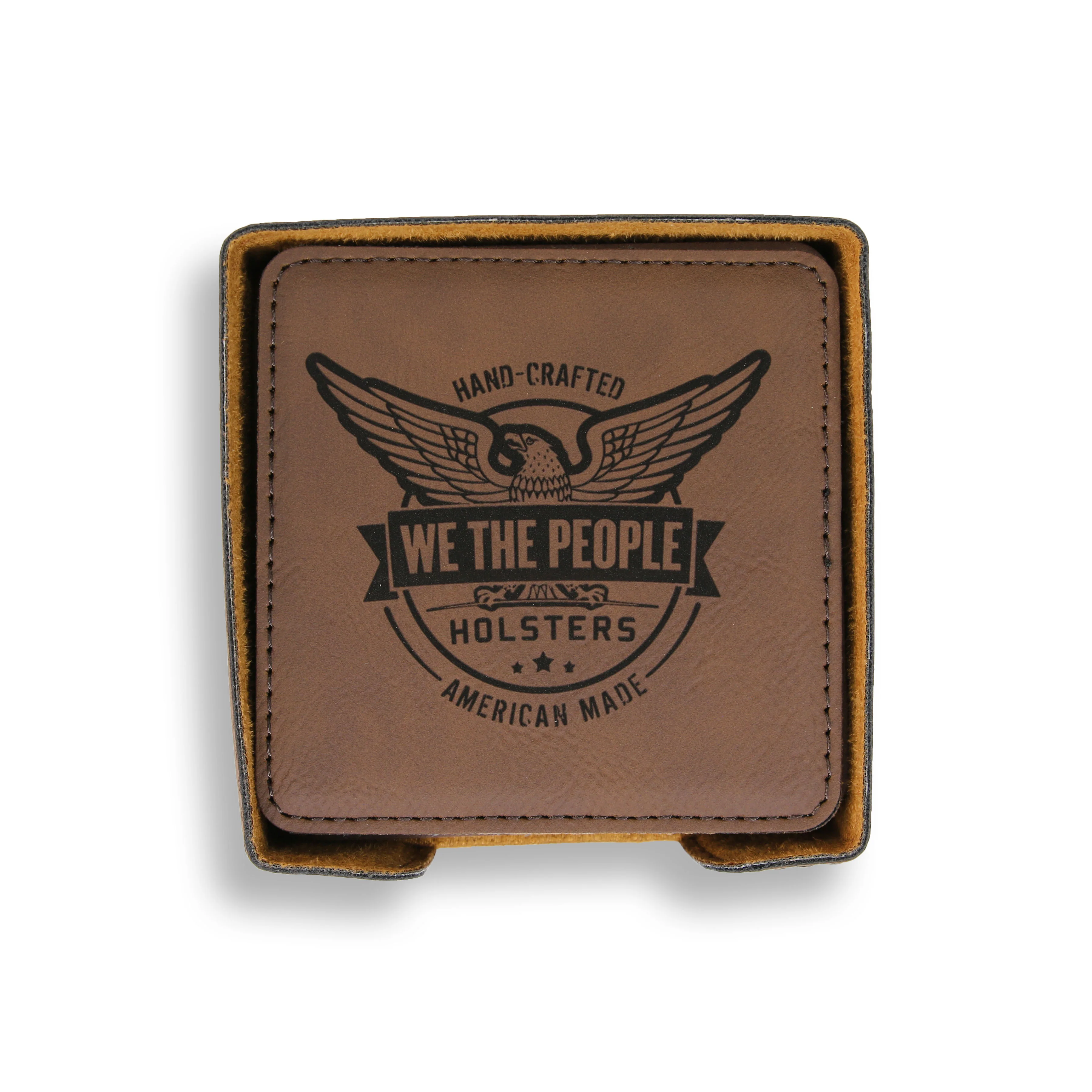 We The People Holsters Logo Leatherette 4x4 inch 6 Coaster set - Image 4