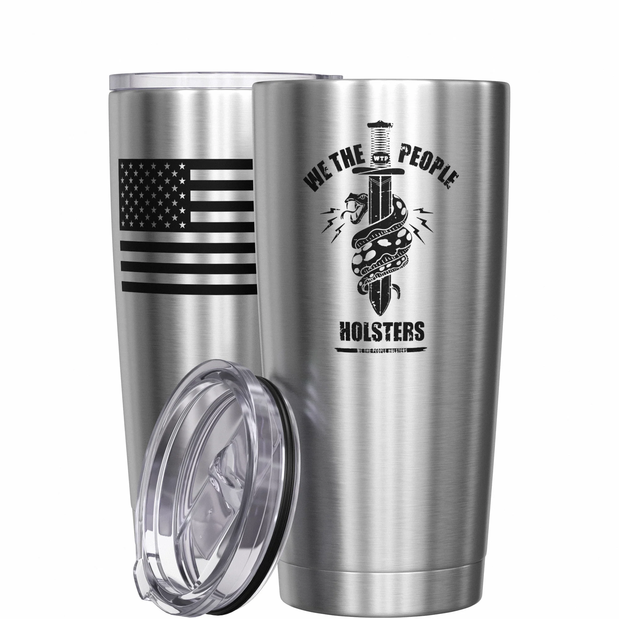We The People Snake Logo + American Flag Stainless Steel Tumbler - Image 11