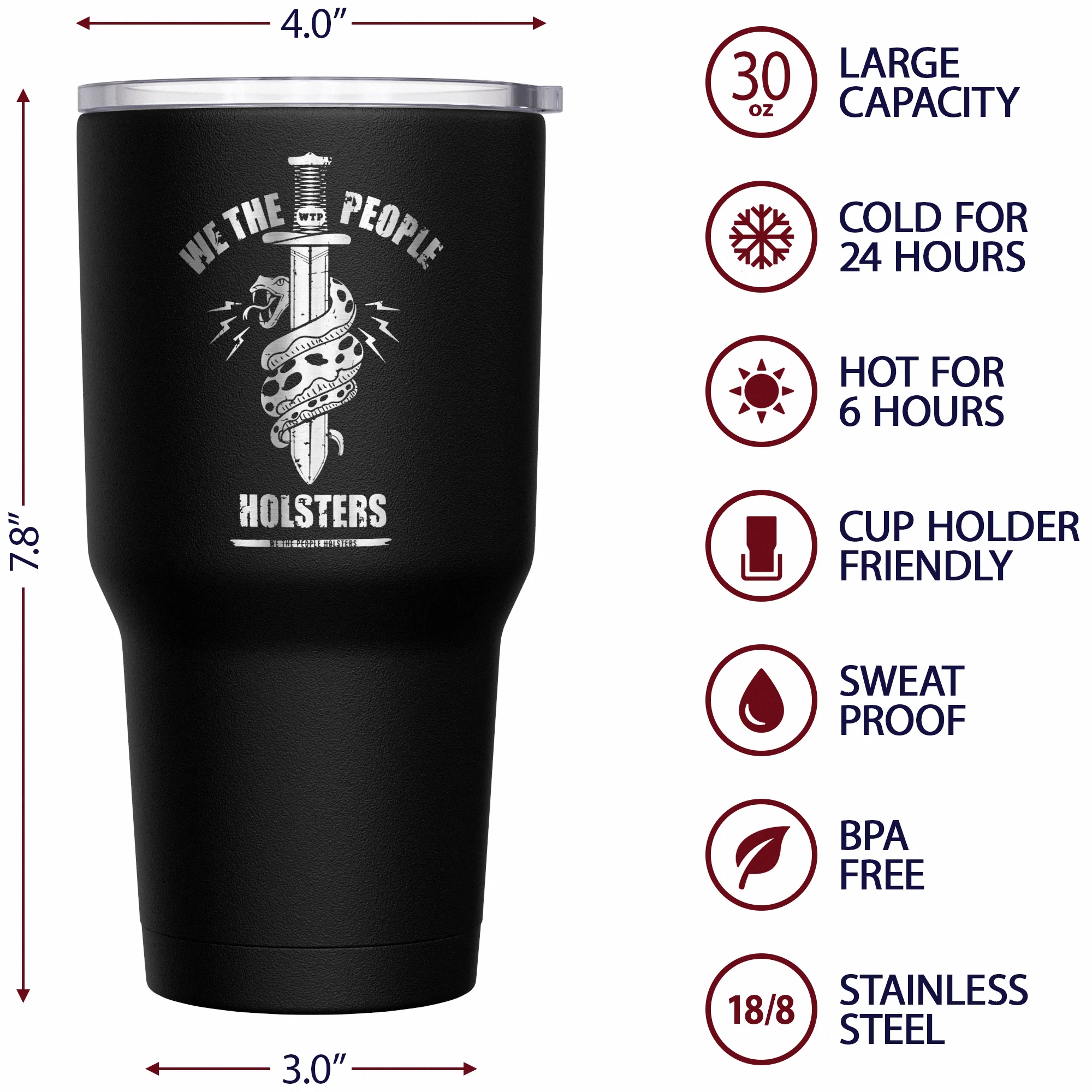 We The People Snake Logo + American Flag Stainless Steel Tumbler - Image 6